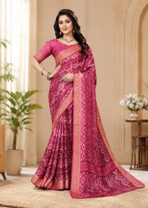 Women's Printed Saree With Border NARP717