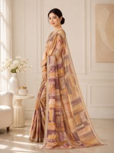 Casual Abstract Print Soft Linen Saree NARP737