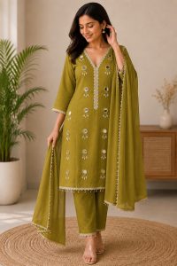 Mirror Work Kurta Pant Dupatta Set NARP795