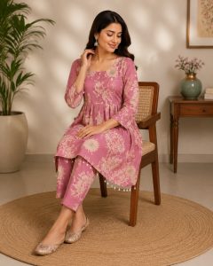 Floral Printed Kurta Pant Co Ord Set NARP796
