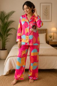 Soft Silk Feel Printed Night Suit NARP798