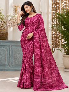 Women Printed Saree with Matching Blouse Piece NARP713