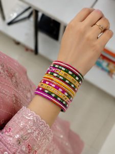 Traditional Designer Stone Studded Bangles Set for Women NARP903