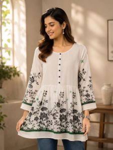Women Printed Peplum Top NARP829