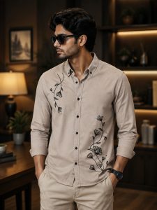 Men's Floral Embroidered Shirt NARP925