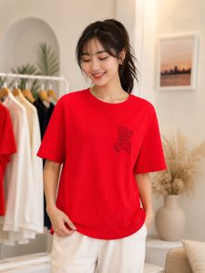 Women's Oversized Bear Print T-Shirt NARP851
