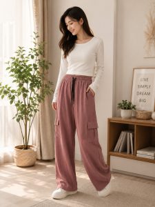 Women's Loose Fit Cargo Wide Leg Trousers NARP853