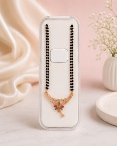 Women's Traditional Black Beads Mangalsutra AD Pendant