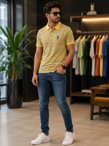 Men's Casual Striped Polo T-Shirt NARP907
