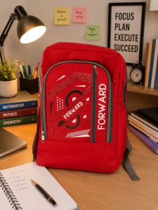 Red Polyester School Backpack NARK189