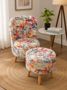 Modern Upholstered Accent Chair with Ottoman Set NARK357