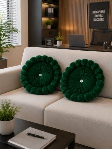 Soft Velvet Designer Round Cushion for Sofa NARK376