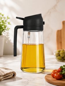Glass Oil Dispenser Bottle with Auto Flip Lid NARK615