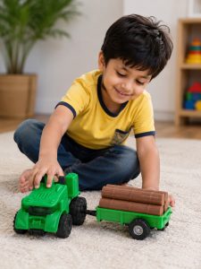 Kids Friction Tractor with Trailer & Logs NARK009