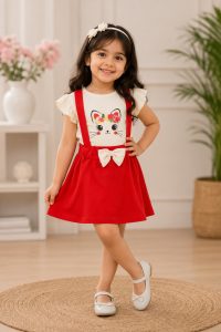 Kids Cotton Blend Top & Skirt Set NARK408