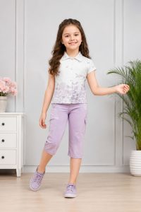 Stylish Girls Printed Top & Capri Clothing Set for Kids NARK421