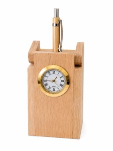 Wooden Pen Stand with Analog Clock NARK712