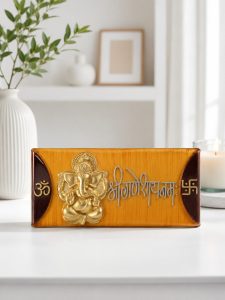 Wooden Finish Shree Ganeshaya Namah Wall Hanging NARK701