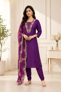 Embroidered Kurta Pant Dupatta Set NARS0759