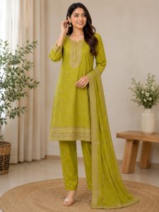 Women Embroidered Kurta Pant & Dupatta Set NARS0701