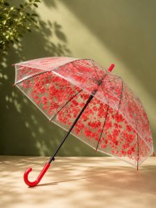 Transparent Floral Print Stick Umbrella NARK722