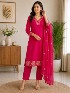 Embroidered Kurta Pant with Dupatta Set NARS0739