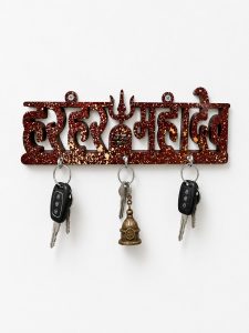 Har Har Mahadev Wooden Key Holder NARK726