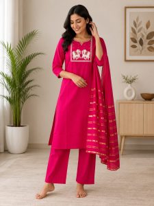 Elegant Rani Pink Ethnic Wear Kurta Set NARS0729