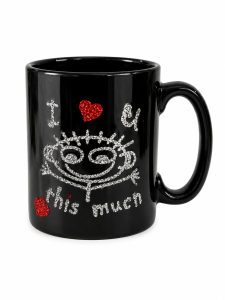 Black Ceramic Coffee Mug with Glitter Print NARK733