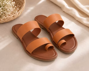 Women's Double Strap Toe Ring Slippers NARk339